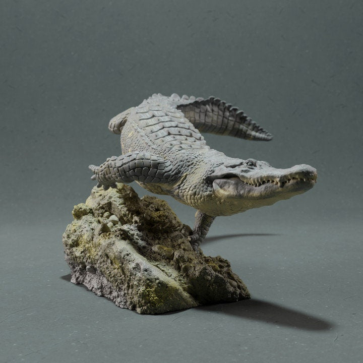 Alligator Swimming - UNPAINTED - Animal Den Miniatures