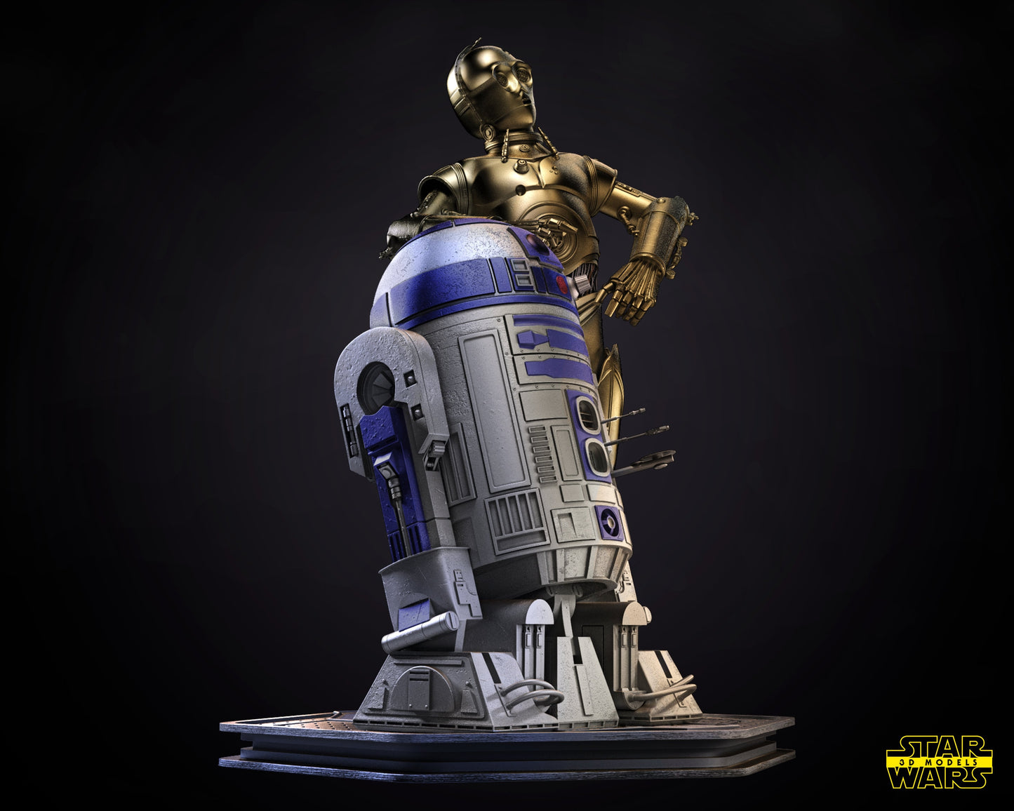C3-PO and R2-D2 -UNPAINTED- Star Wars 3D Models
