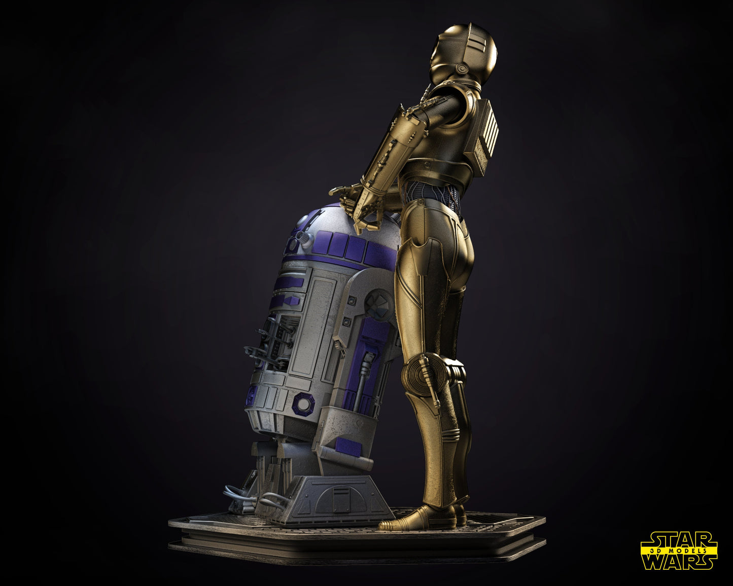 C3-PO and R2-D2 -UNPAINTED- Star Wars 3D Models