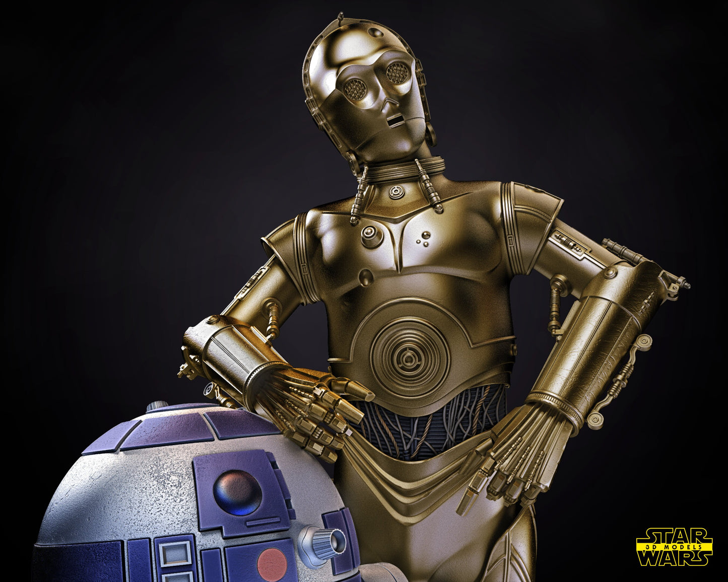 C3-PO and R2-D2 -UNPAINTED- Star Wars 3D Models