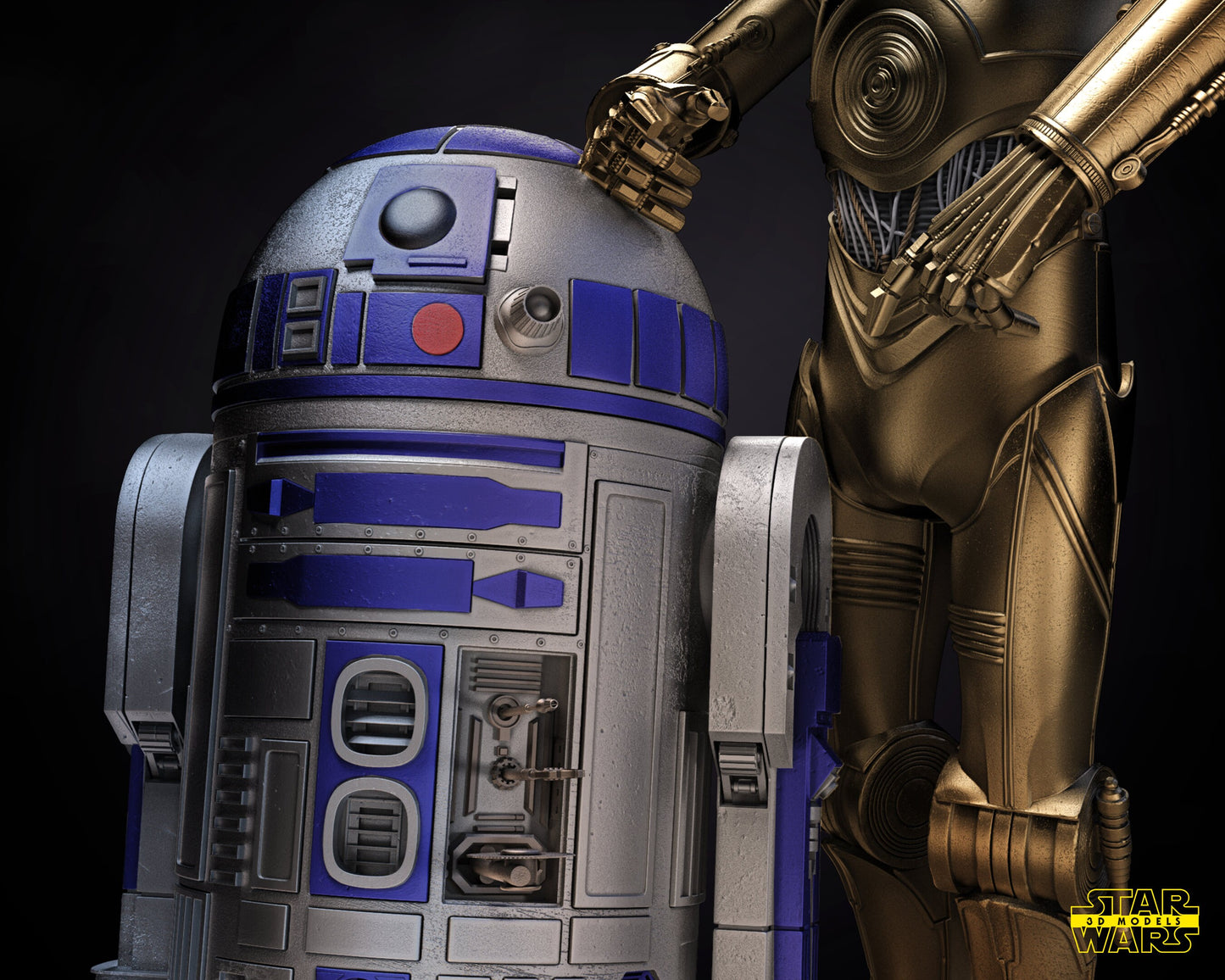 C3-PO and R2-D2 -UNPAINTED- Star Wars 3D Models