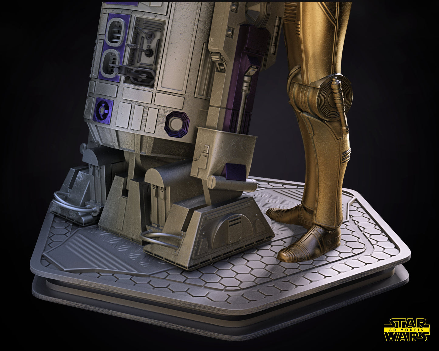 C3-PO and R2-D2 -UNPAINTED- Star Wars 3D Models