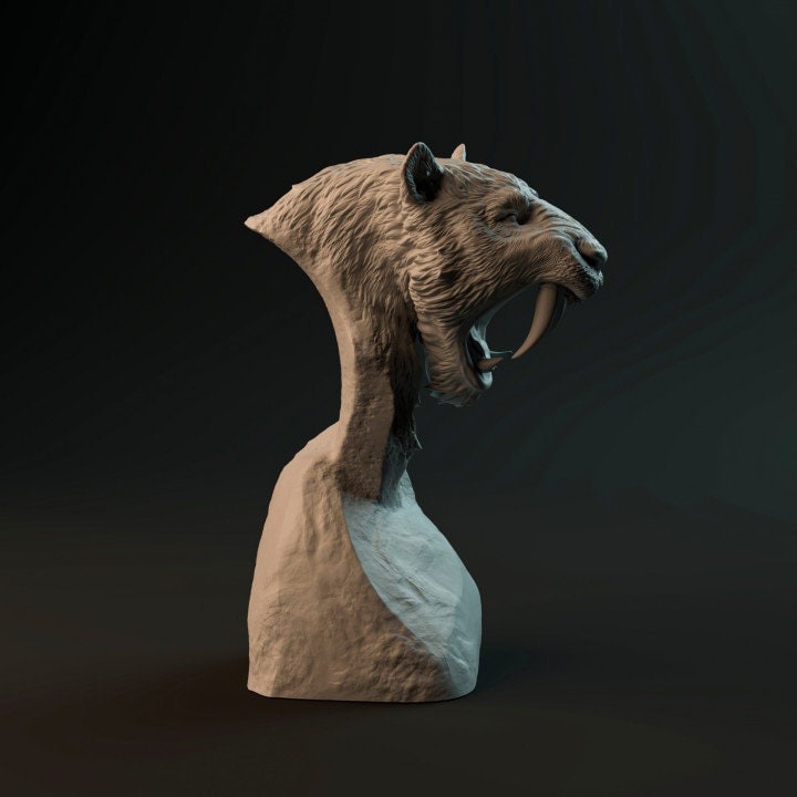 Smilodon populator bust - Dino and Dog Miniatures