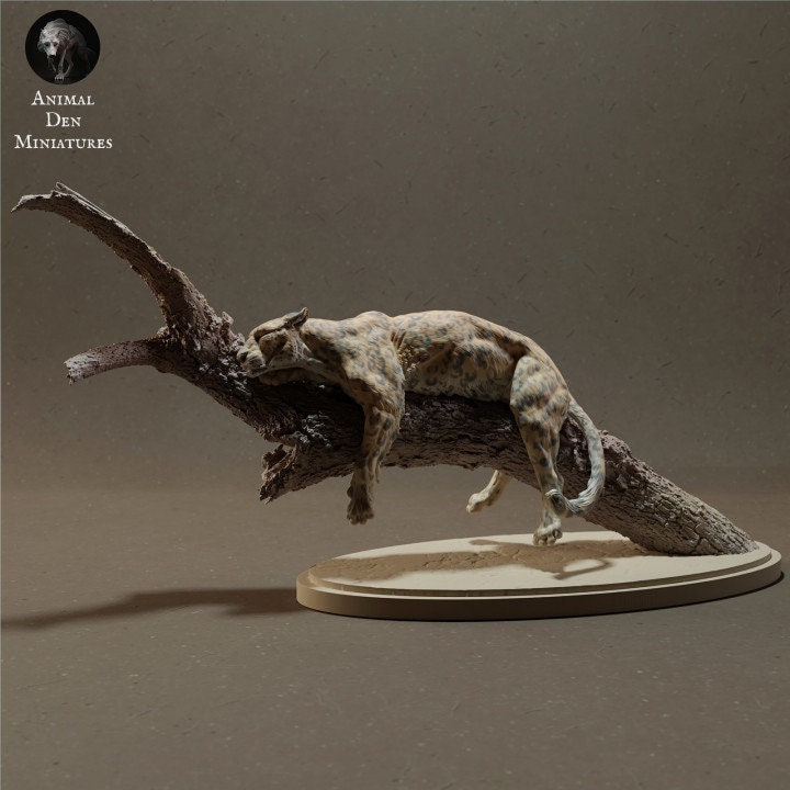 African Leopard on a Tree - Animal Den Miniatures
