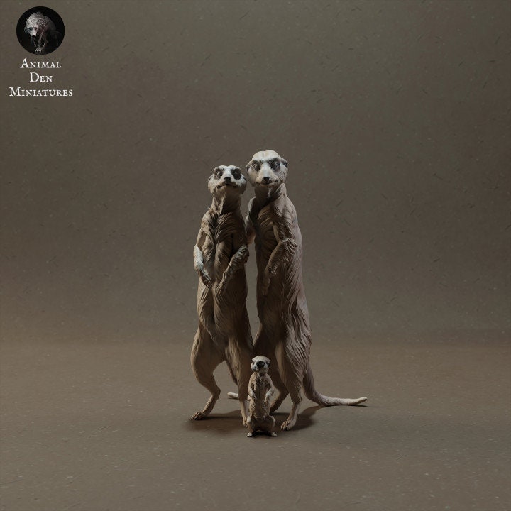 Meerkat Family - UNPAINTED - Animal Den Miniatures