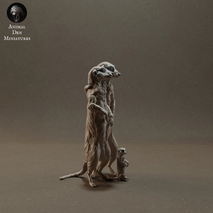 Meerkat Family - UNPAINTED - Animal Den Miniatures