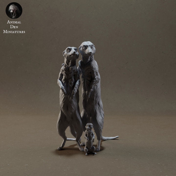 Meerkat Family - UNPAINTED - Animal Den Miniatures