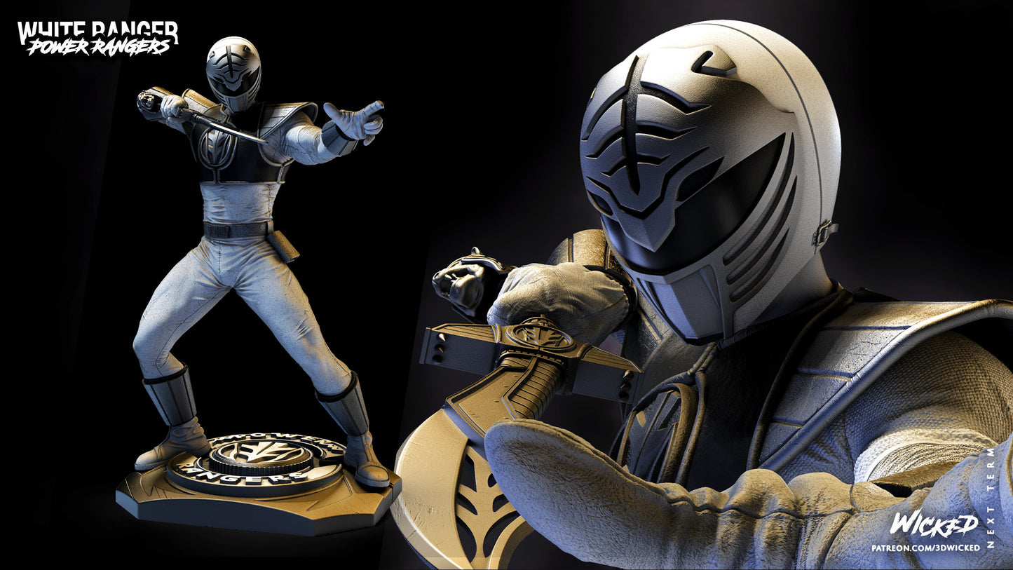 White Power Ranger - UNPAINTED - Wicked 3D Models