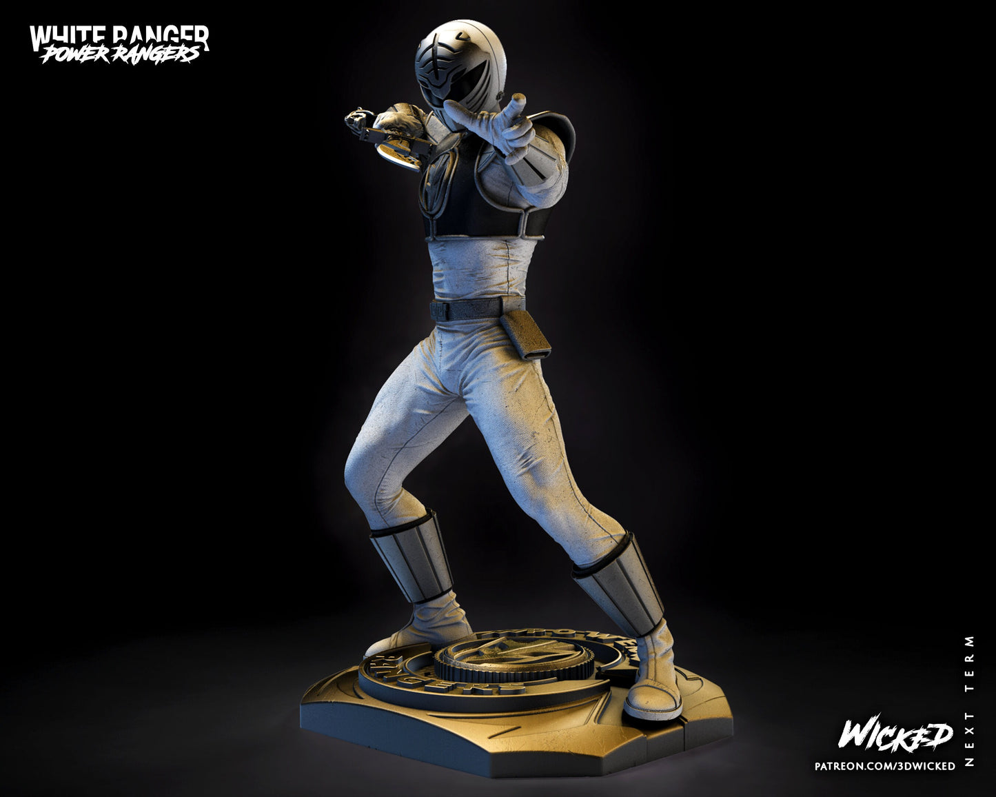 White Power Ranger - UNPAINTED - Wicked 3D Models