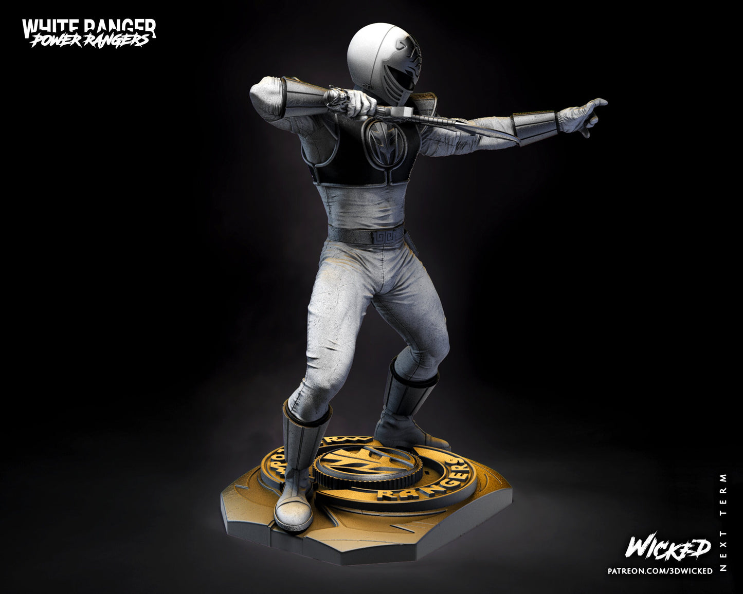 White Power Ranger - UNPAINTED - Wicked 3D Models