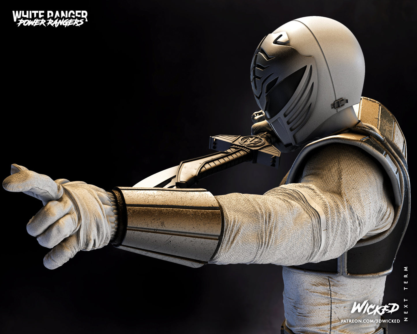 White Power Ranger - UNPAINTED - Wicked 3D Models