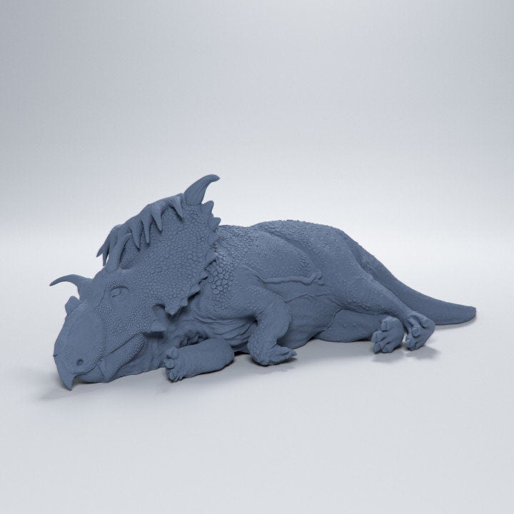 Kosmoceratops sleeping - Dino and Dog Miniatures