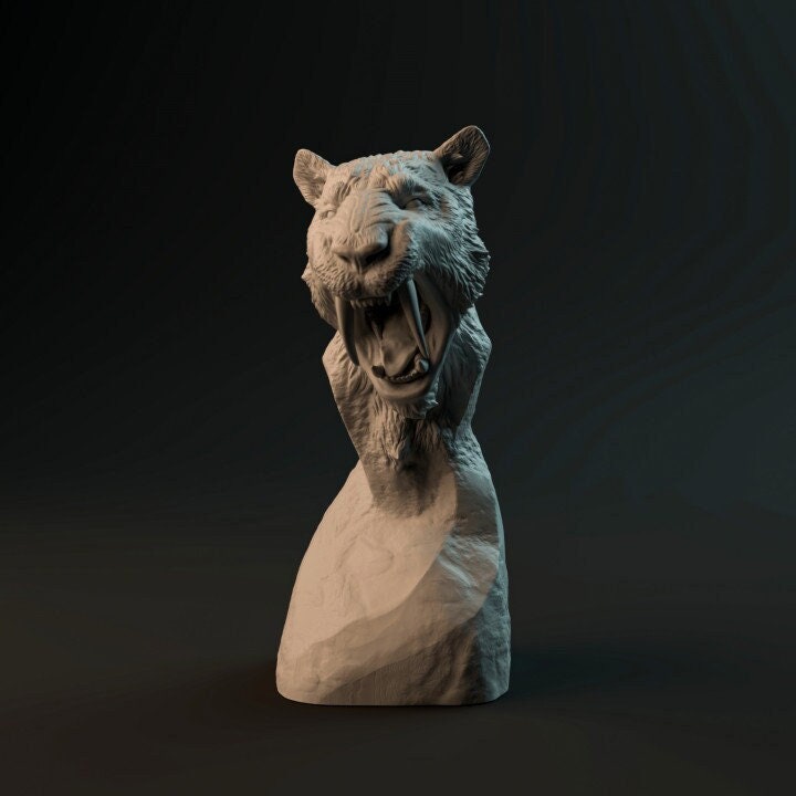 Smilodon populator bust - Dino and Dog Miniatures