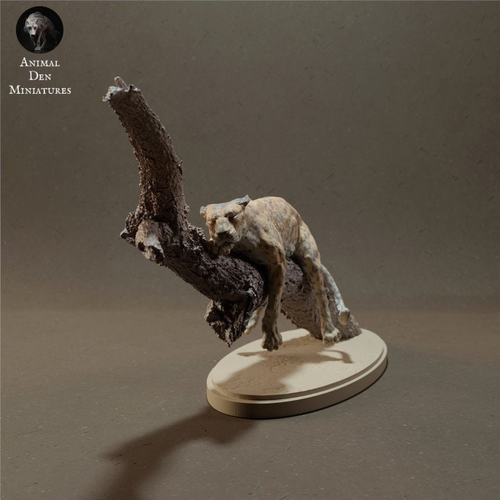 African Leopard on a Tree - Animal Den Miniatures