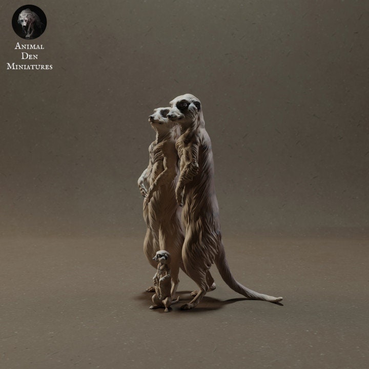 Meerkat Family - UNPAINTED - Animal Den Miniatures