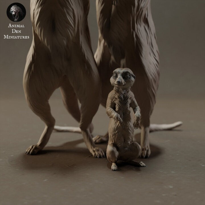 Meerkat Family - UNPAINTED - Animal Den Miniatures
