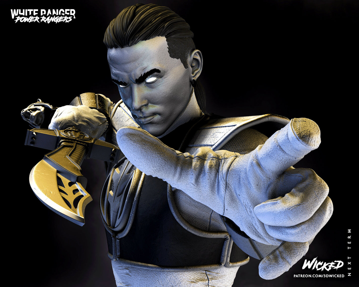 White Power Ranger - UNPAINTED - Wicked 3D Models