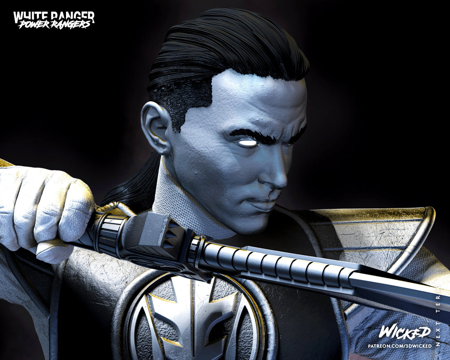 White Power Ranger - UNPAINTED - Wicked 3D Models