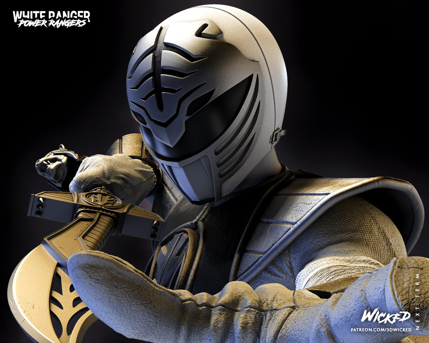 White Power Ranger - UNPAINTED - Wicked 3D Models