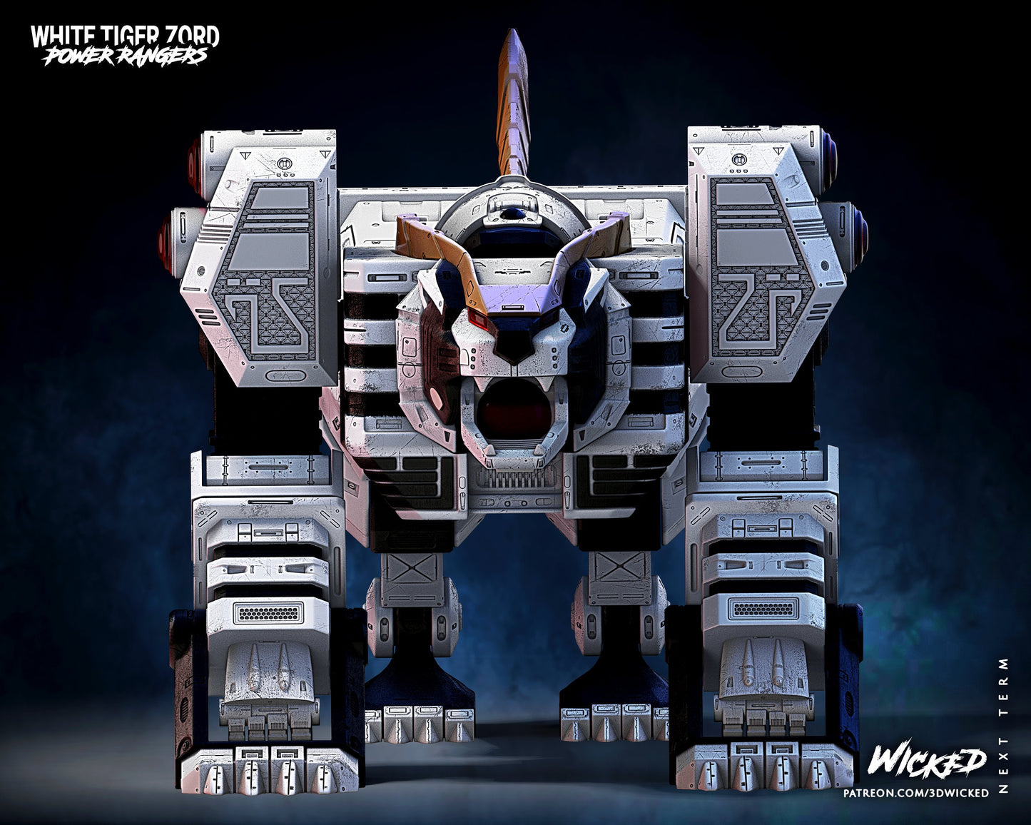 White Tigerzord - UNPAINTED - Wicked 3D Models