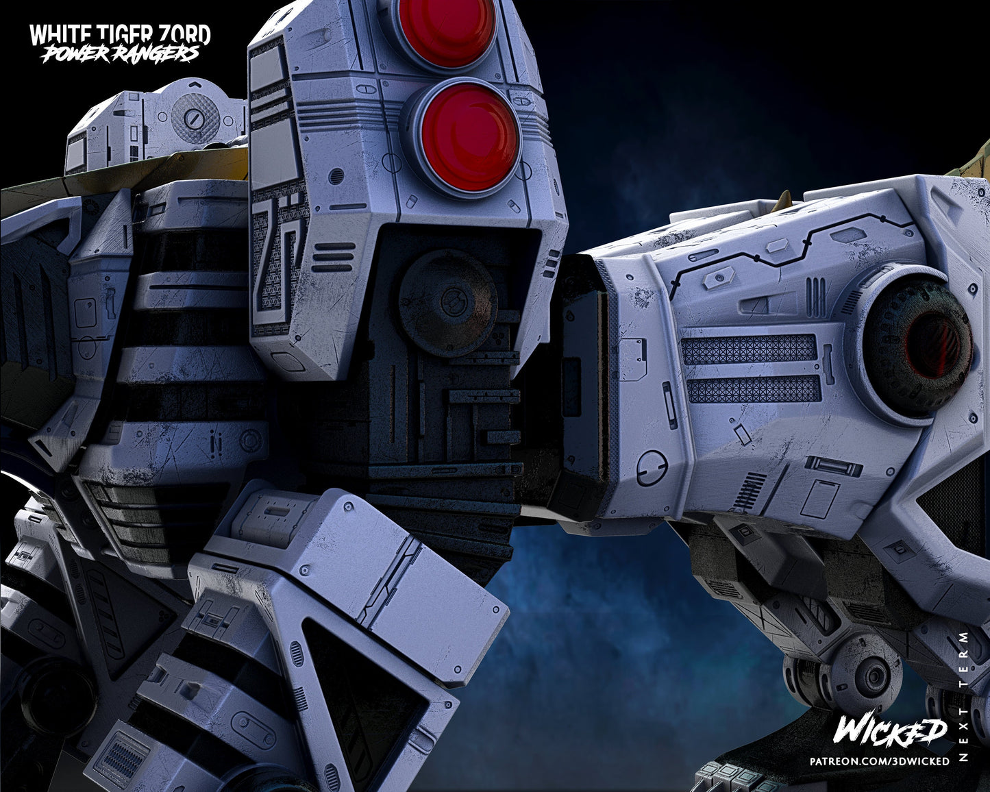 White Tigerzord - UNPAINTED - Wicked 3D Models