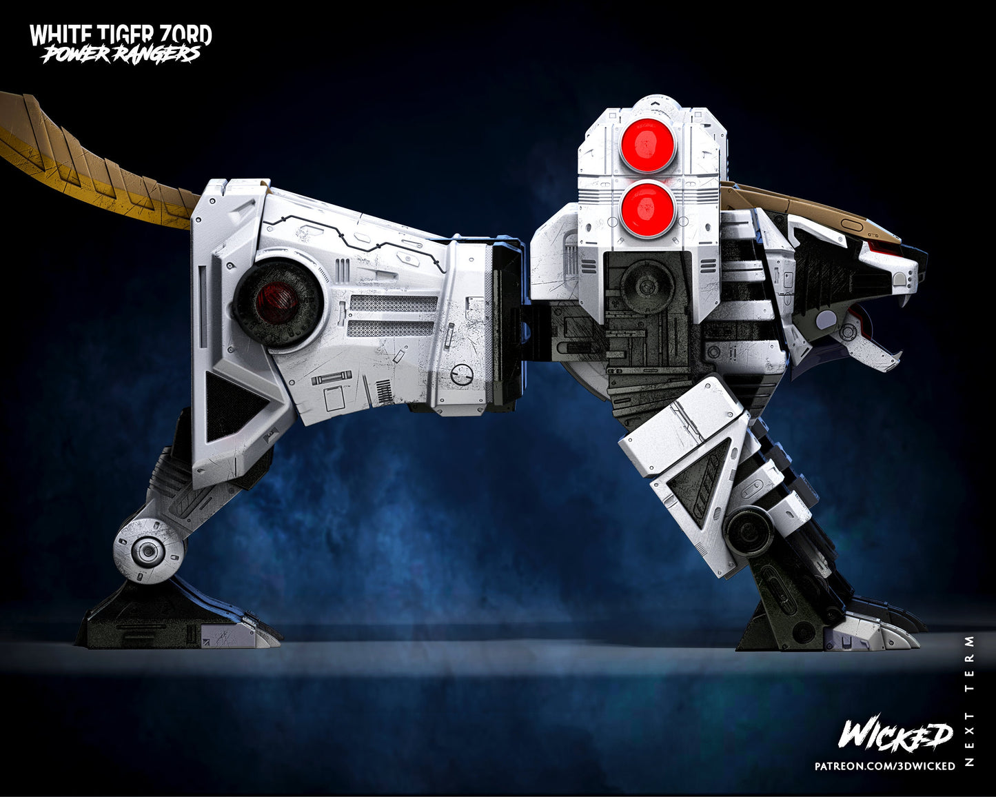 White Tigerzord - UNPAINTED - Wicked 3D Models