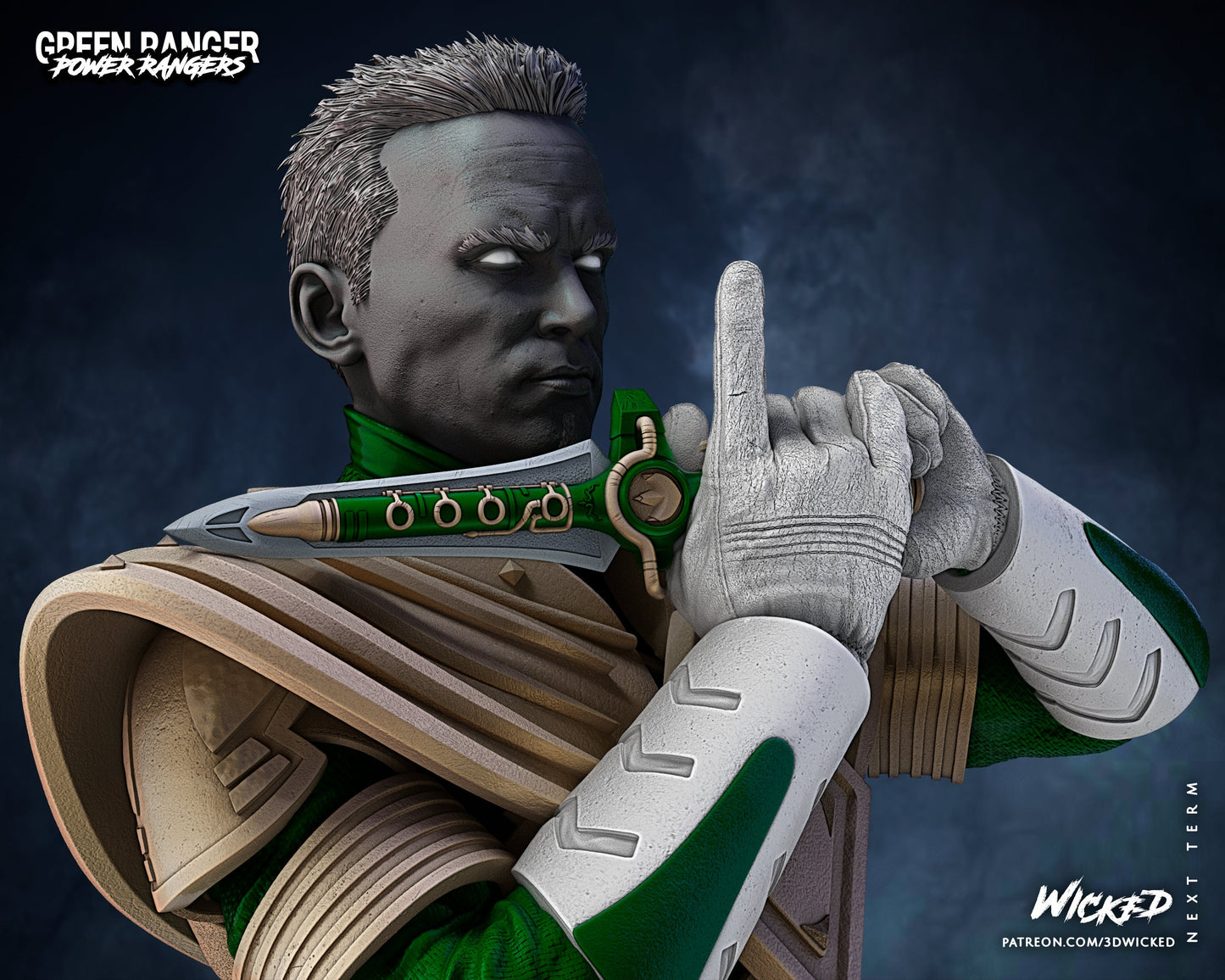 Green Power Ranger - UNPAINTED - Wicked 3D Models
