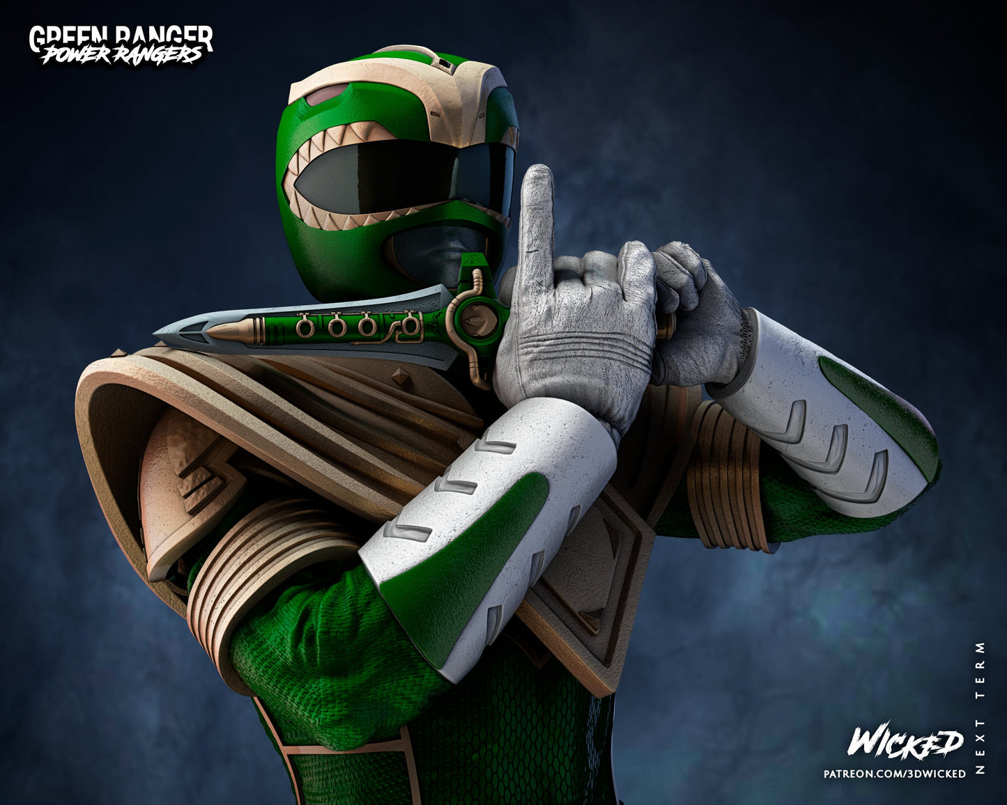 Green Power Ranger - UNPAINTED - Wicked 3D Models