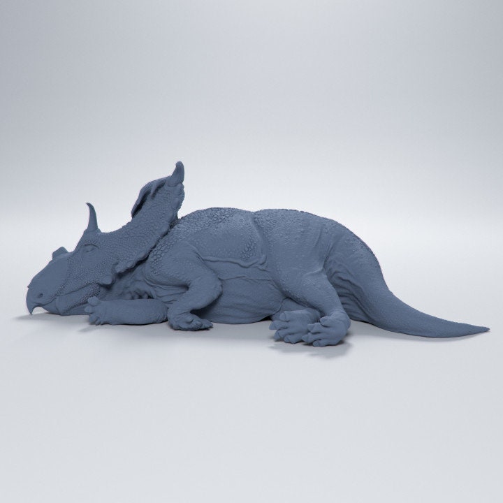 Kosmoceratops sleeping - Dino and Dog Miniatures