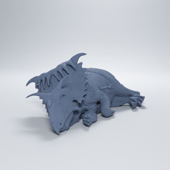 Kosmoceratops sleeping - Dino and Dog Miniatures