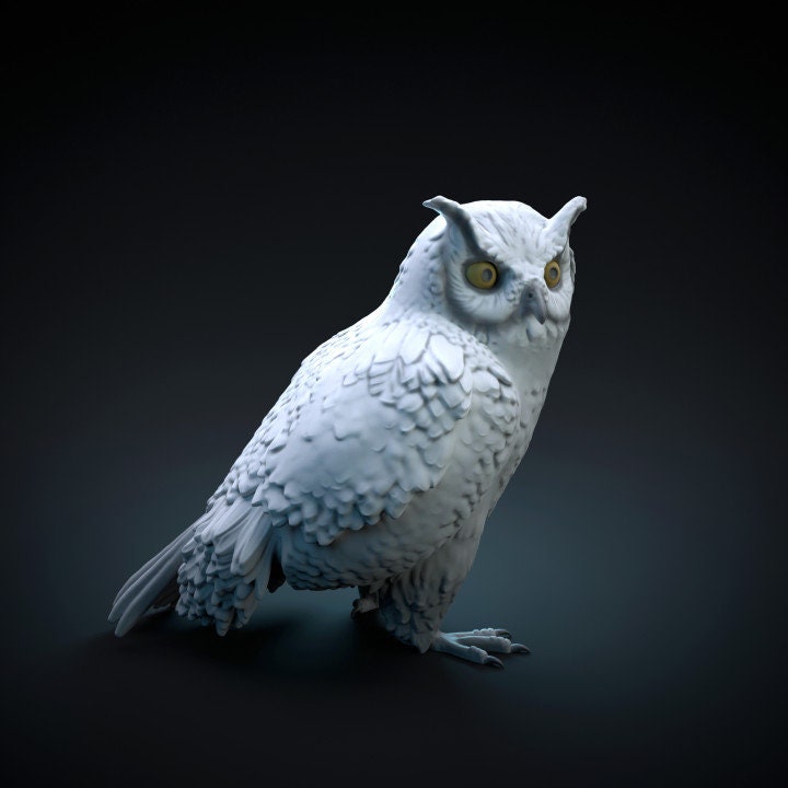 Spotted eagle owl - UNPAINTED - Dino and Dog Miniatures