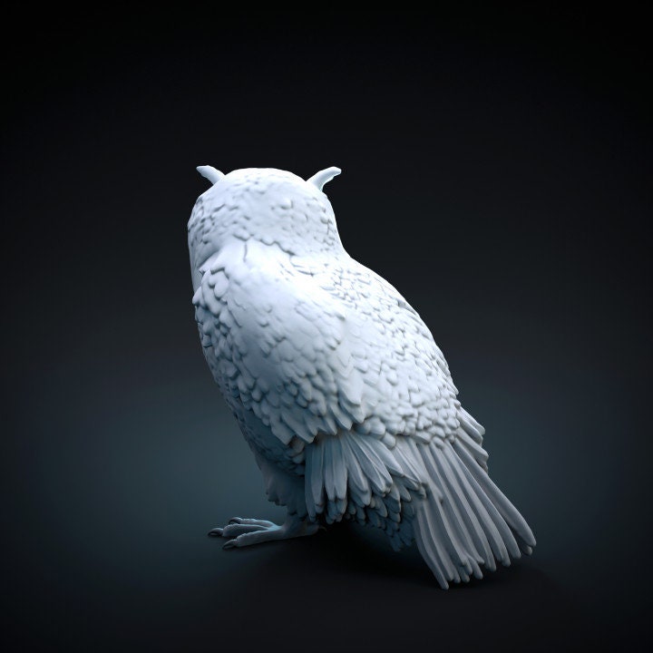 Spotted eagle owl - UNPAINTED - Dino and Dog Miniatures