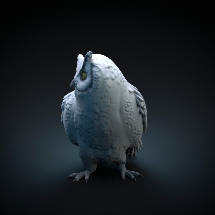 Spotted eagle owl - UNPAINTED - Dino and Dog Miniatures