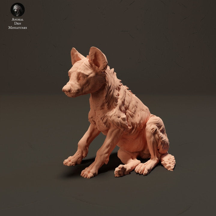 Spotted Hyena Pup - UNPAINTED - Animal Den Miniatures