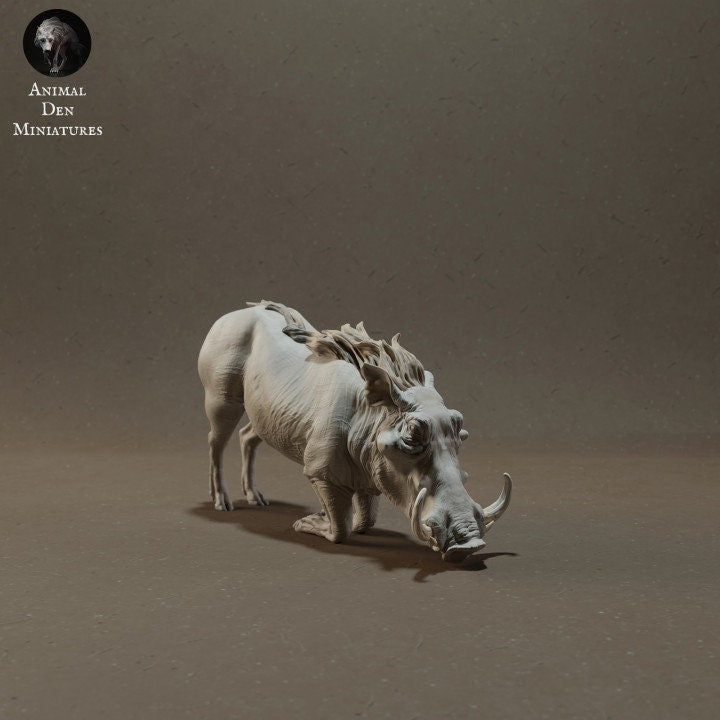 Warthog kneeling - UNPAINTED - Animal Den Miniatures