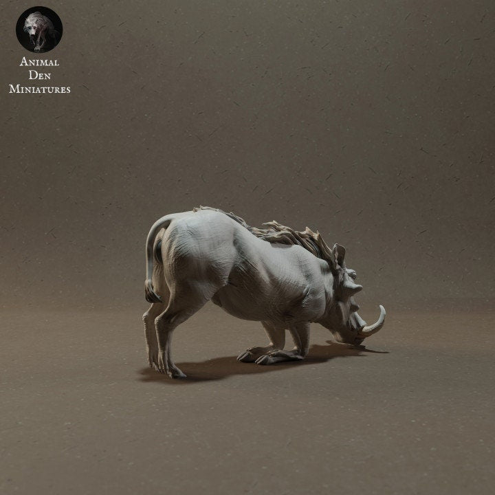 Warthog kneeling - UNPAINTED - Animal Den Miniatures