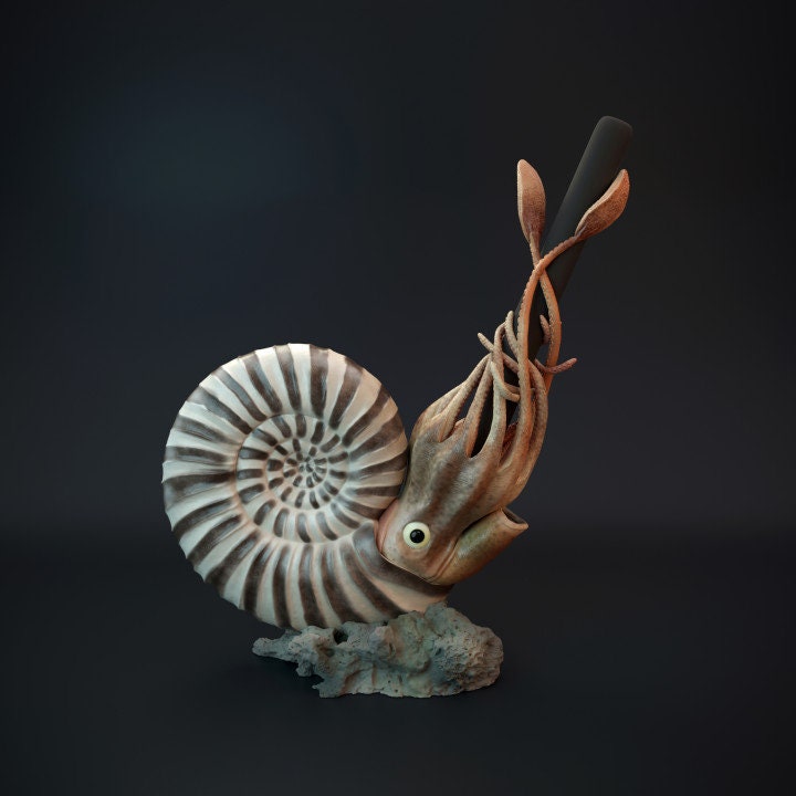 Ammonite pen holder - UNPAINTED - Dino and Dog Miniatures