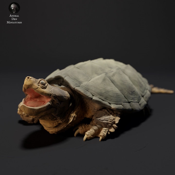 Snapping Turtle Aggressive - UNPAINTED - Animal Den Miniatures