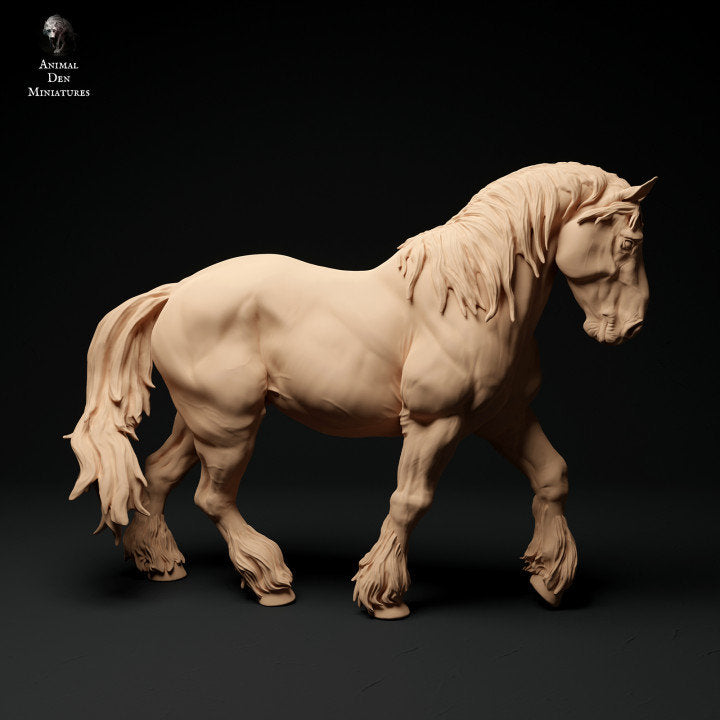 Suffolk Punch Horse Walk - UNPAINTED - Animal Den Miniatures