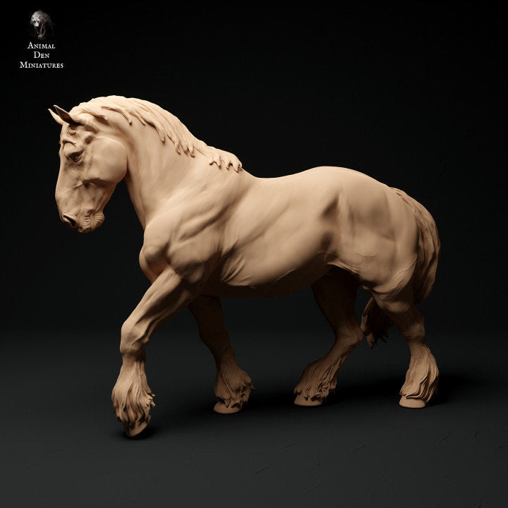 Suffolk Punch Horse Walk - UNPAINTED - Animal Den Miniatures