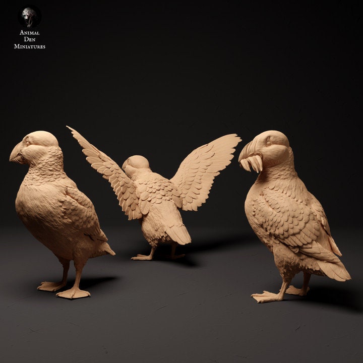 Atlantic Puffins - UNPAINTED - Animal Den Miniatures