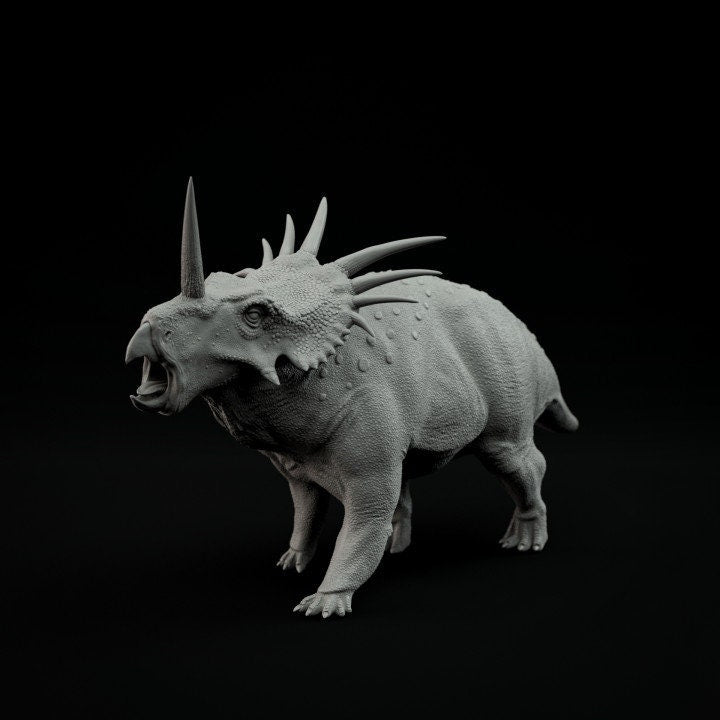 Styracosaurus Roaring - UNPAINTED - Dino and Dog Miniatures