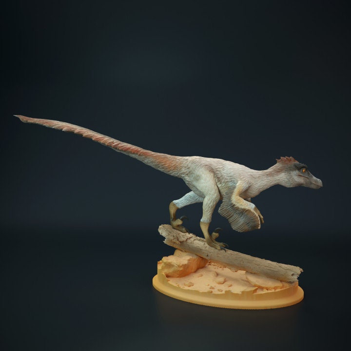 Velociraptor Mongolianensis on Tree - UNPAINTED - Dino and Dog Miniatures