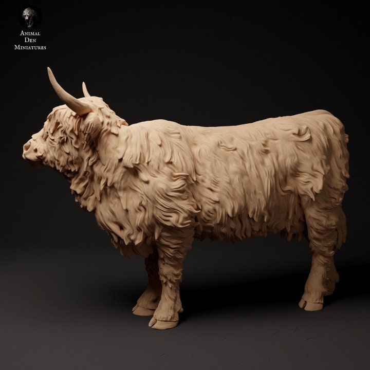 Highland Cow - UNPAINTED - Animal Den Miniatures