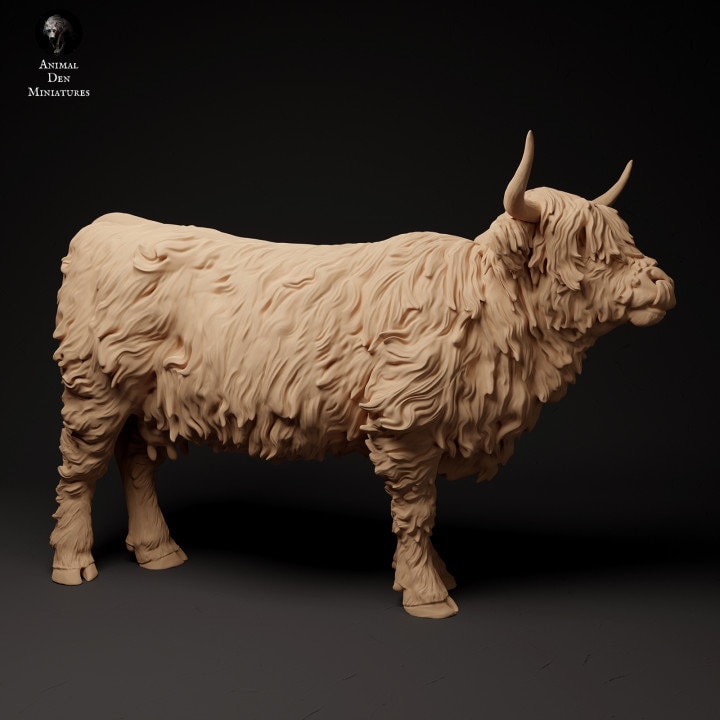 Highland Cow - UNPAINTED - Animal Den Miniatures
