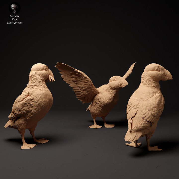 Atlantic Puffins - UNPAINTED - Animal Den Miniatures