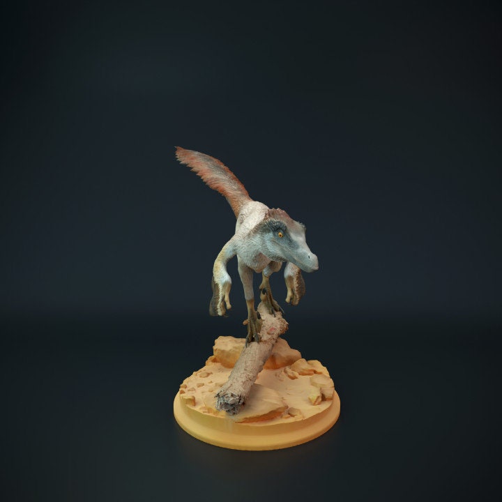 Velociraptor Mongolianensis on Tree - UNPAINTED - Dino and Dog Miniatures