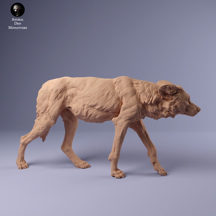 African Wild Dog Sneaking - UNPAINTED - Animal Den Miniatures