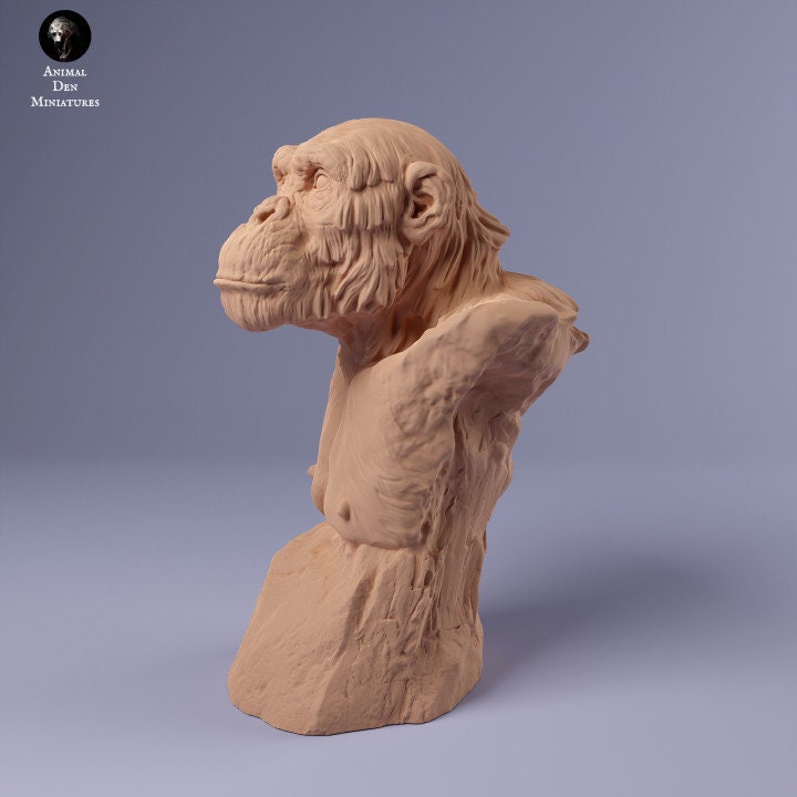 Chimpanzee Bust - UNPAINTED - Animal Den Miniatures