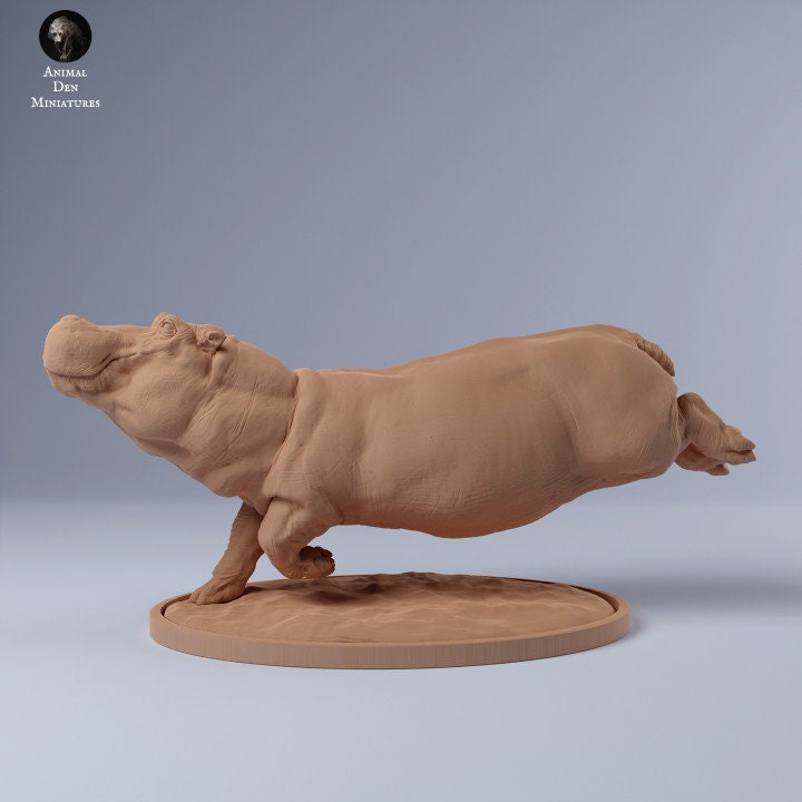 Hippo Swim - UNPAINTED - Animal Den Miniatures